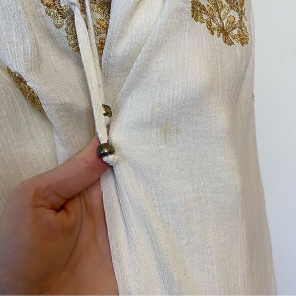 Anthropologie Floreat Varanasi Cream Maxi Dress Size 4 - Picture 14 of 14